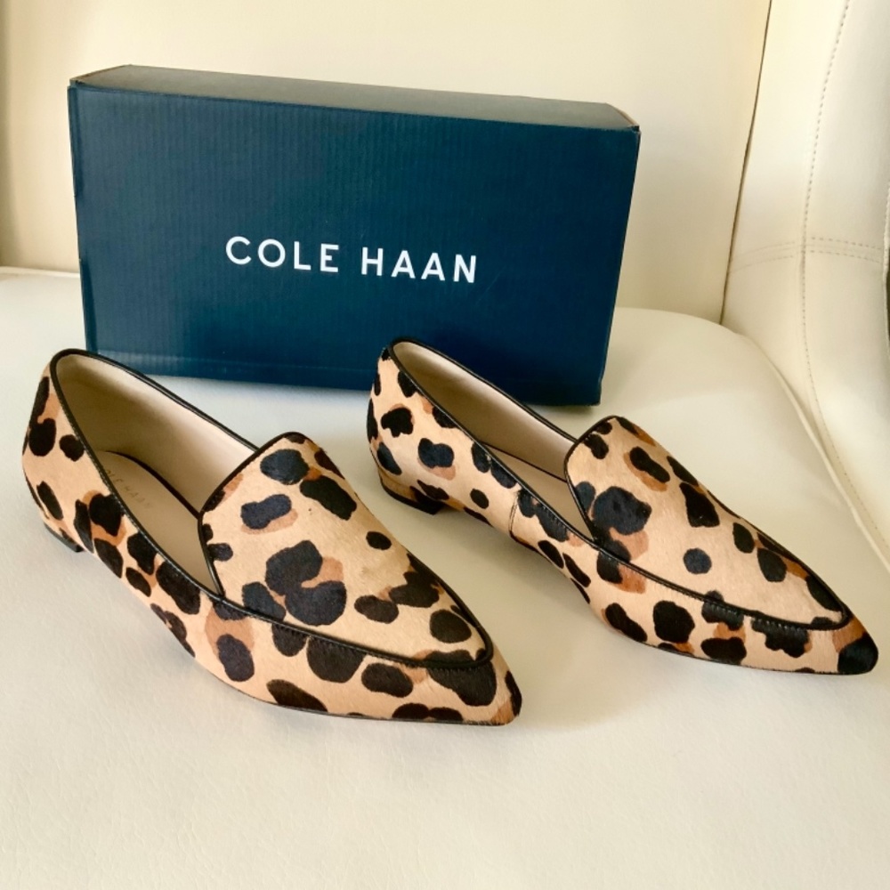Cole Haan Brie Leopard Leather Loafers Ballet Flat - Picture 11 of 13